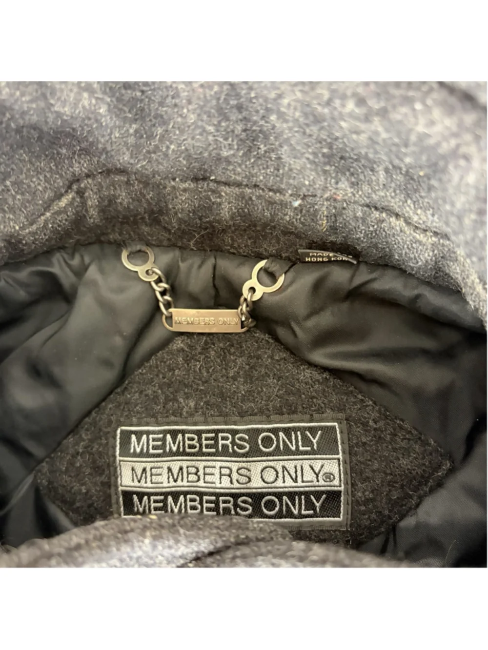 MEMBERS ONLY Wool Bomber Jacket Men’s Size 42 Gray Full Zip Made in Hong Kong